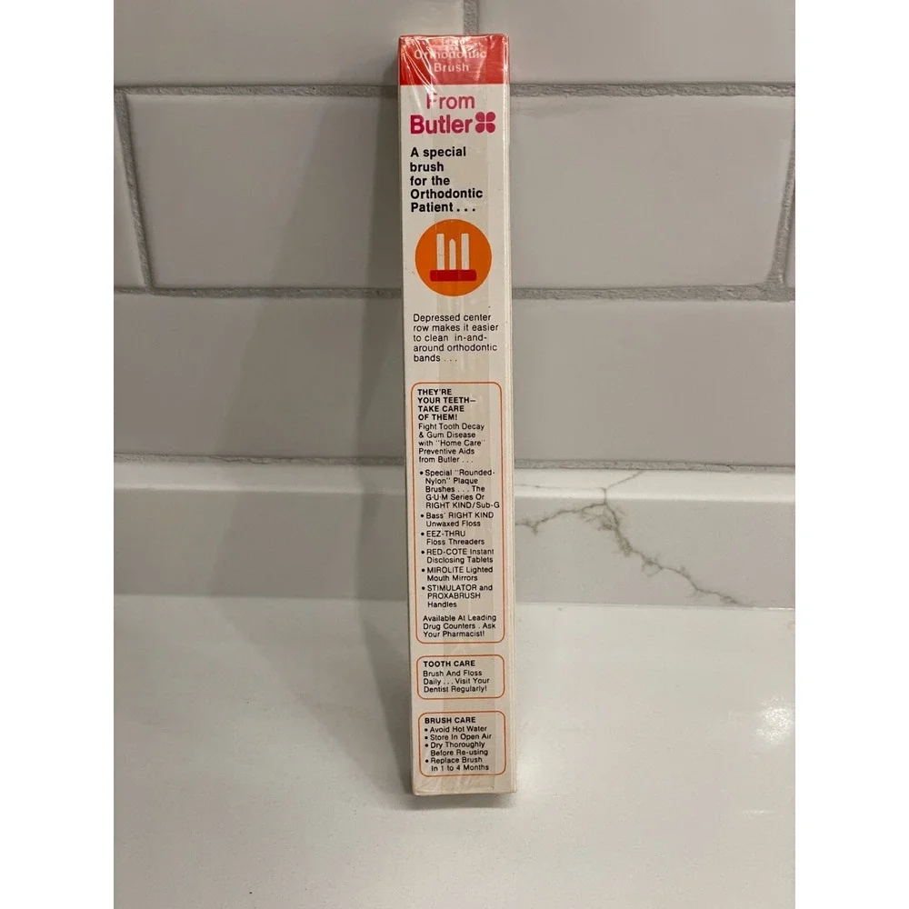 Vintage Butler Orthodontic Toothbrush Medium Depressed Center‎ New Old Stock